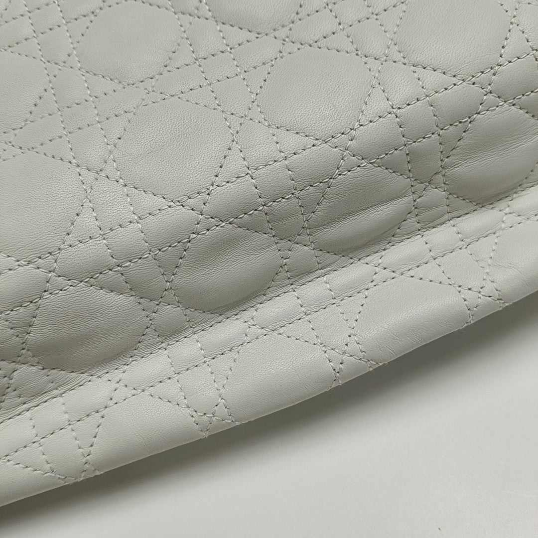 Cannage Lambskin Top Handle Bag White