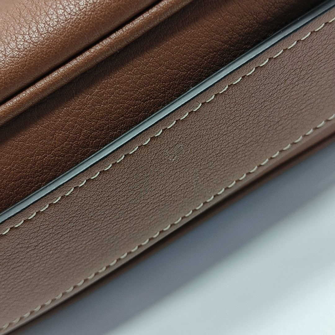 Calfskin Shoulder Bag Brown