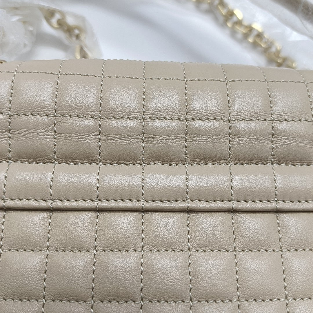 Authenticated pre-owned  C Medium Quilted Calfskin Beige - Shoulder Bag at Looply