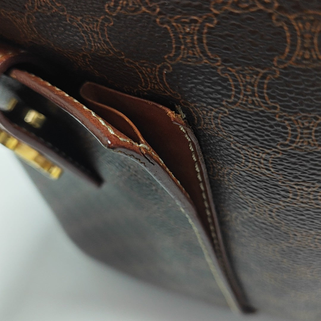 Coated Canvas Shoulder Bag Brown