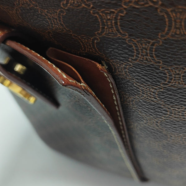 Coated Canvas Shoulder Bag Brown