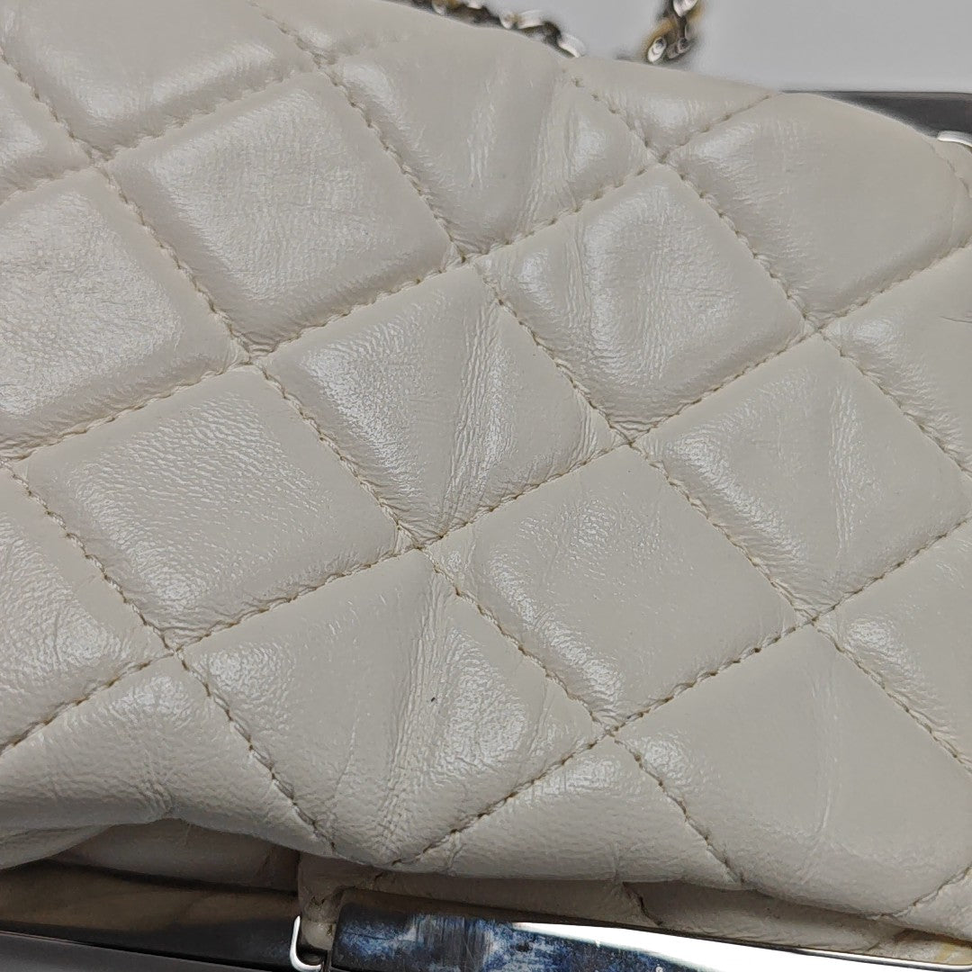 Quilted Lambskin Shoulder Bag White