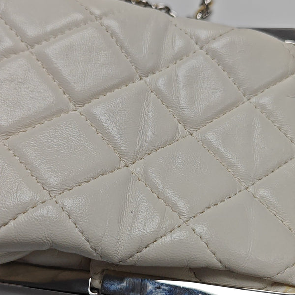 Quilted Lambskin Shoulder Bag White