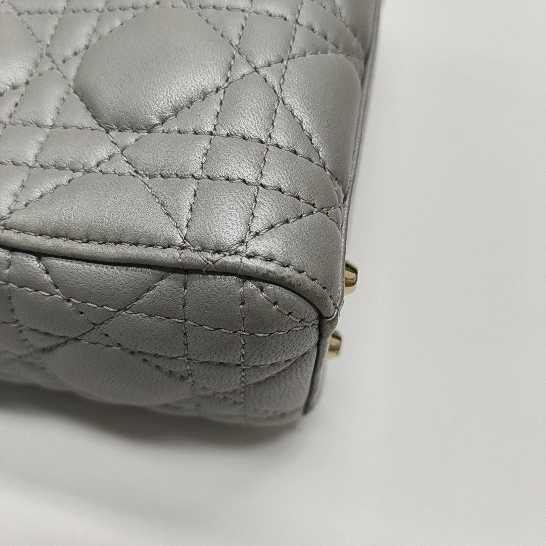 Lady Dior Mini Cannage Lambskin Gray