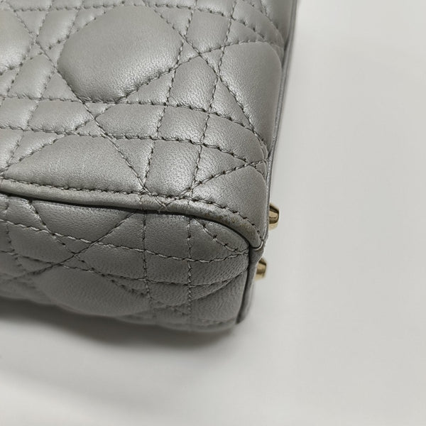 Lady Dior Mini Cannage Lambskin Gray