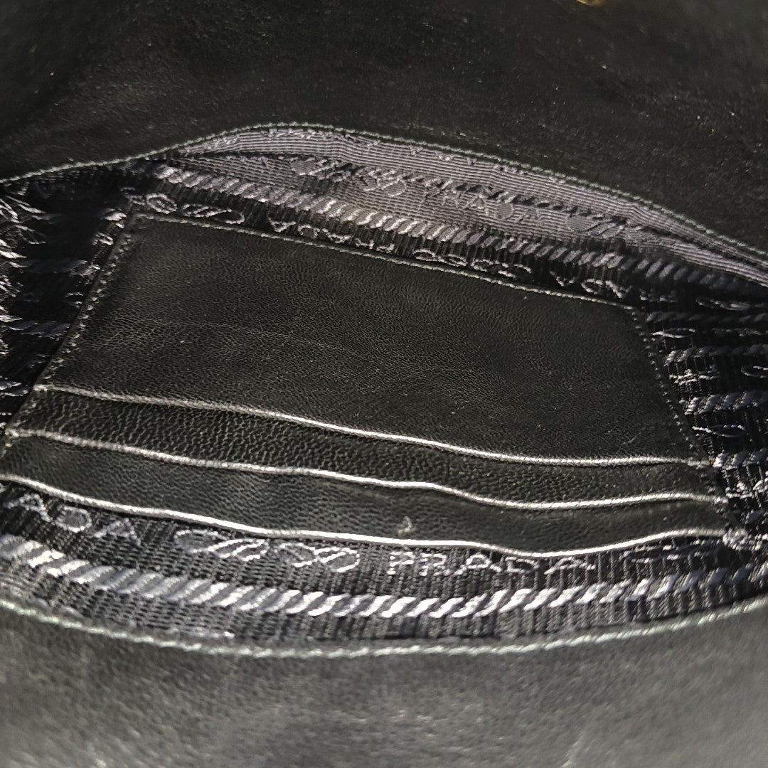 Quilted Nylon Top Handle Bag Black