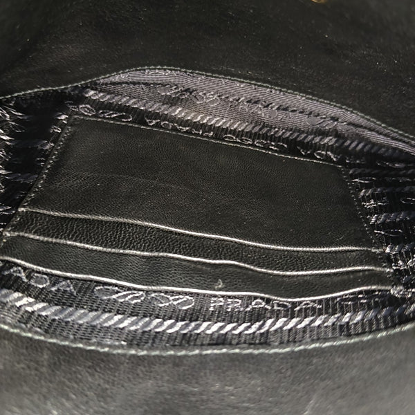 Quilted Nylon Top Handle Bag Black