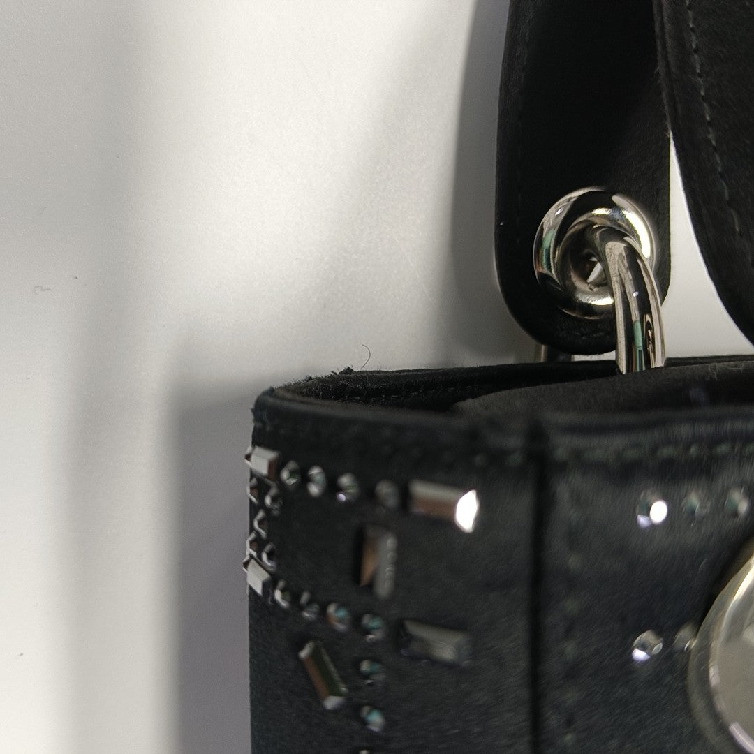 Lady Dior Mini Cannage Silk Satin Black