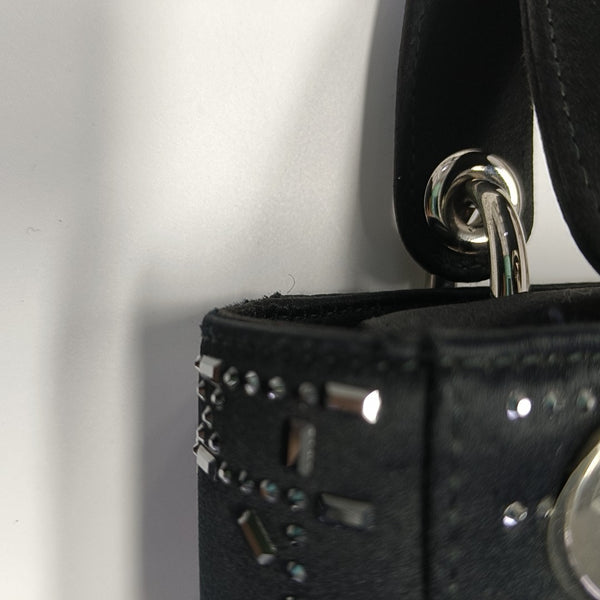 Lady Dior Mini Cannage Silk Satin Black