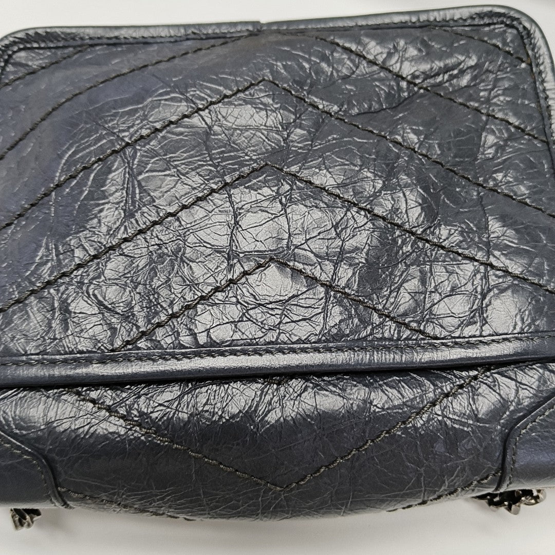 NIKI Mini Chevron Calfskin Gray