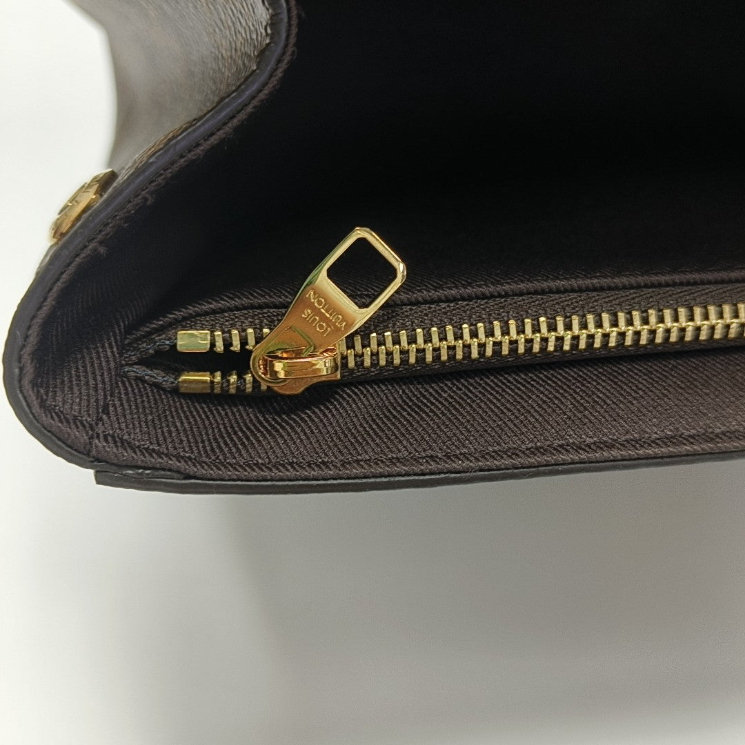 CLUNY MM Monogram Coated Canvas Brown