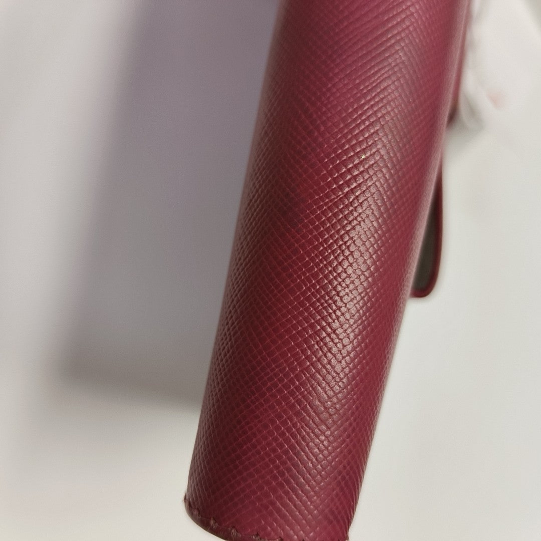 Fiocco Bow Saffiano Calfskin Red Wallet