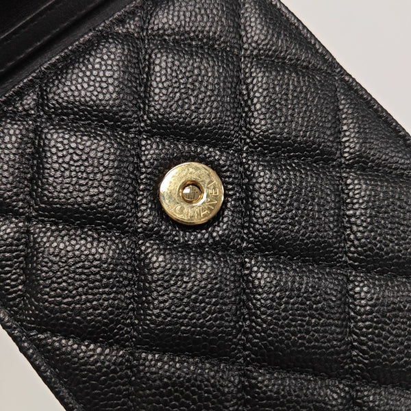 Quilted Grained Calfskin Shoulder Bag Black