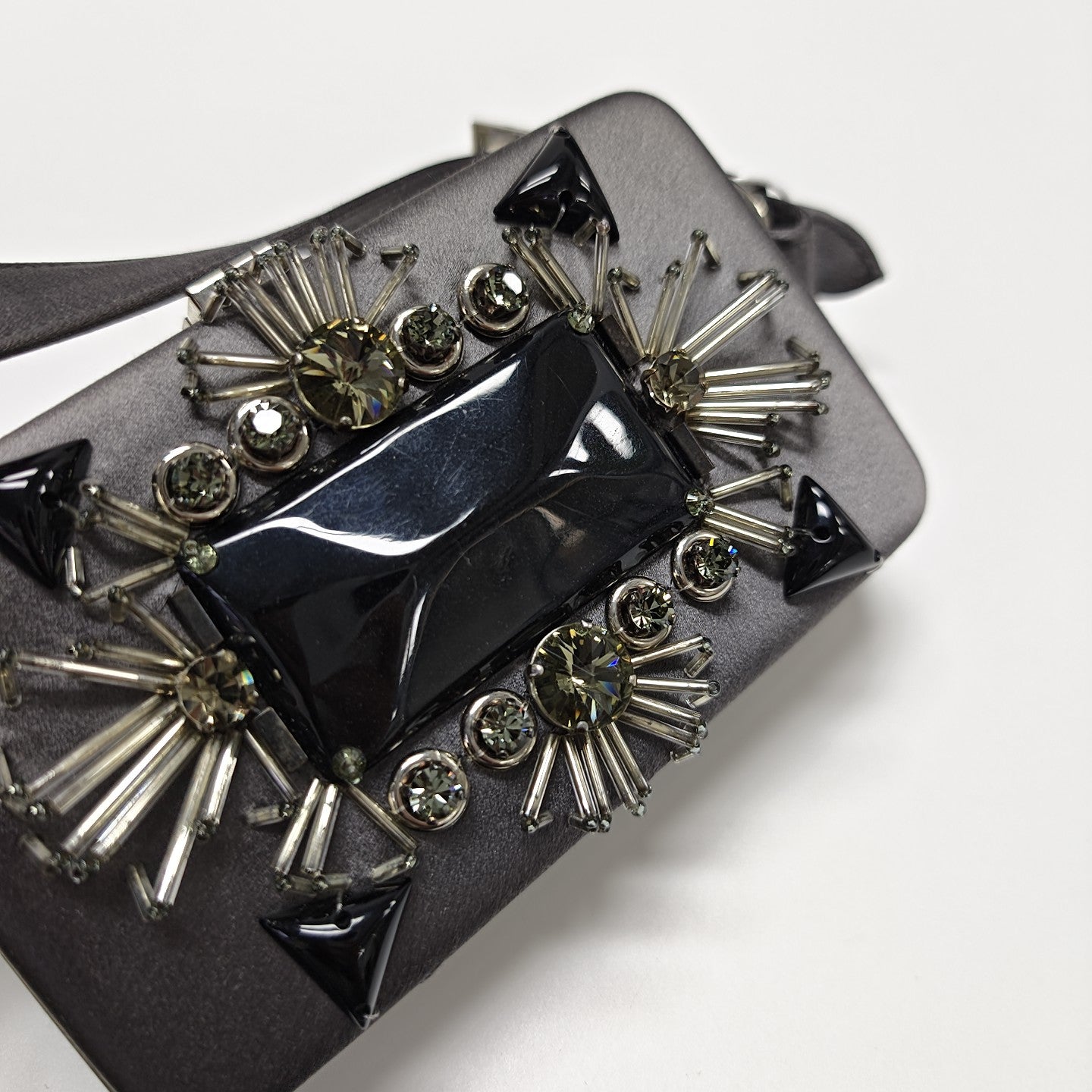 Silk Satin Top Handle Bag Gray