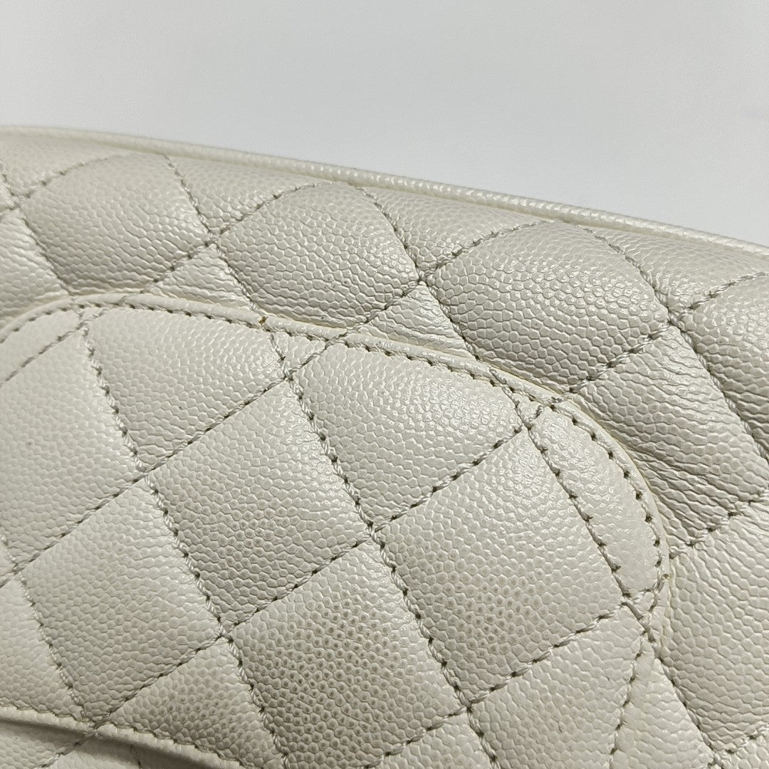 COCO HANDLE Mini Quilted Grained Calfskin White
