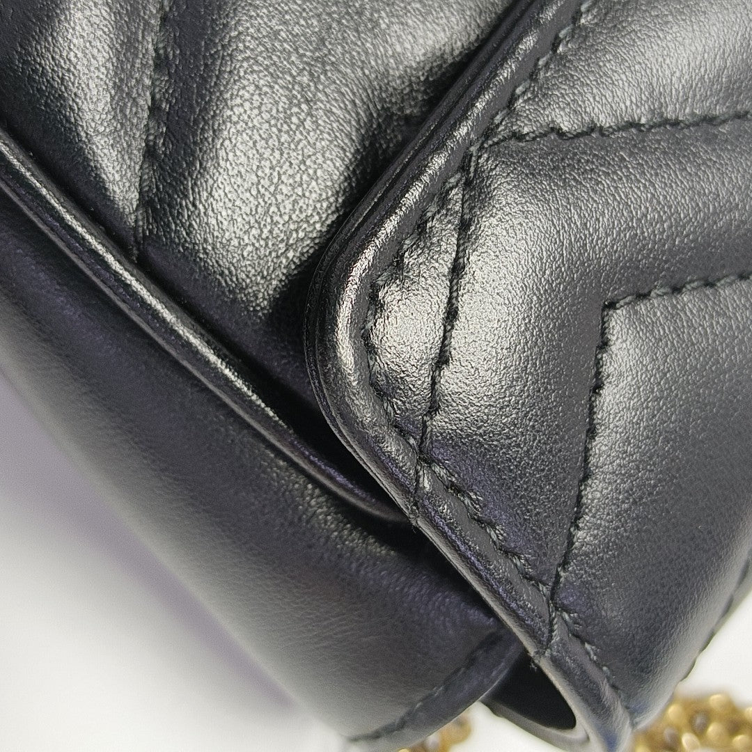 GG Marmont Mini Quilted Calfskin Black