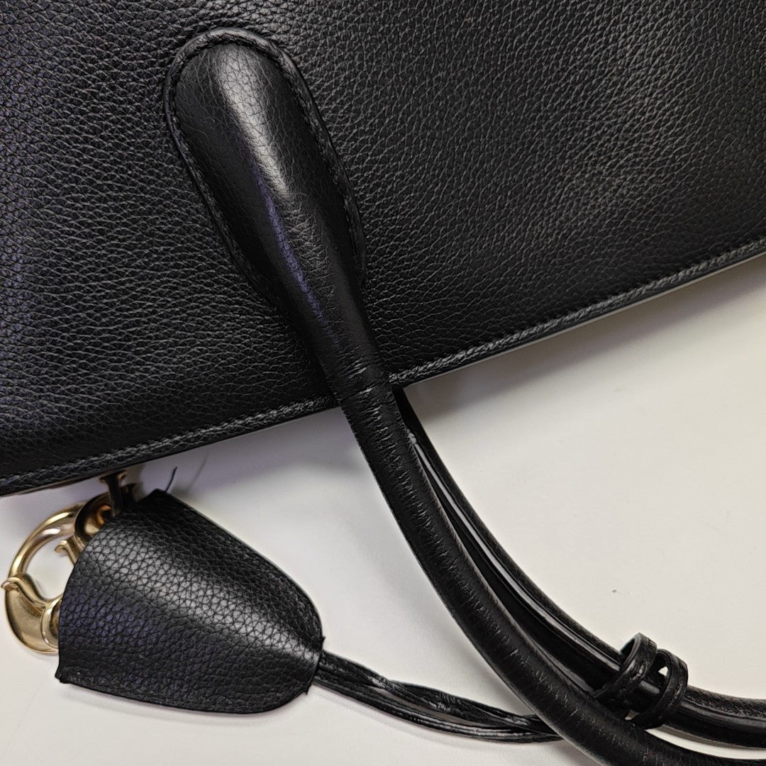 Calfskin Top Handle Bag Black