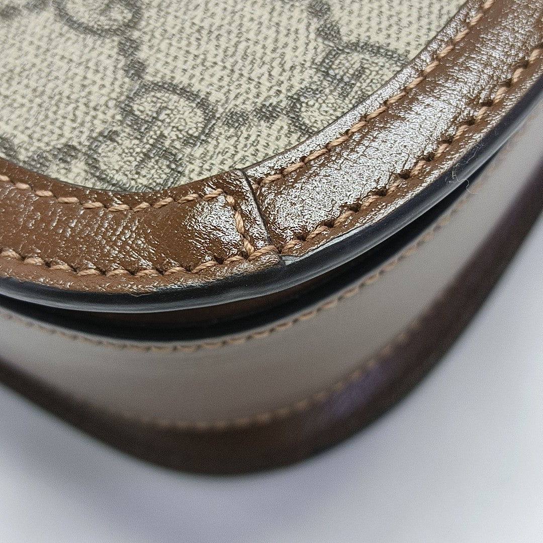Horsebit 1955 Medium Monogram Coated Canvas Beige