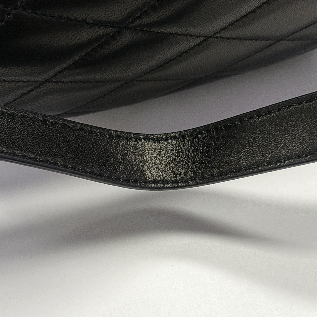 Quilted Lambskin Shoulder Bag Black