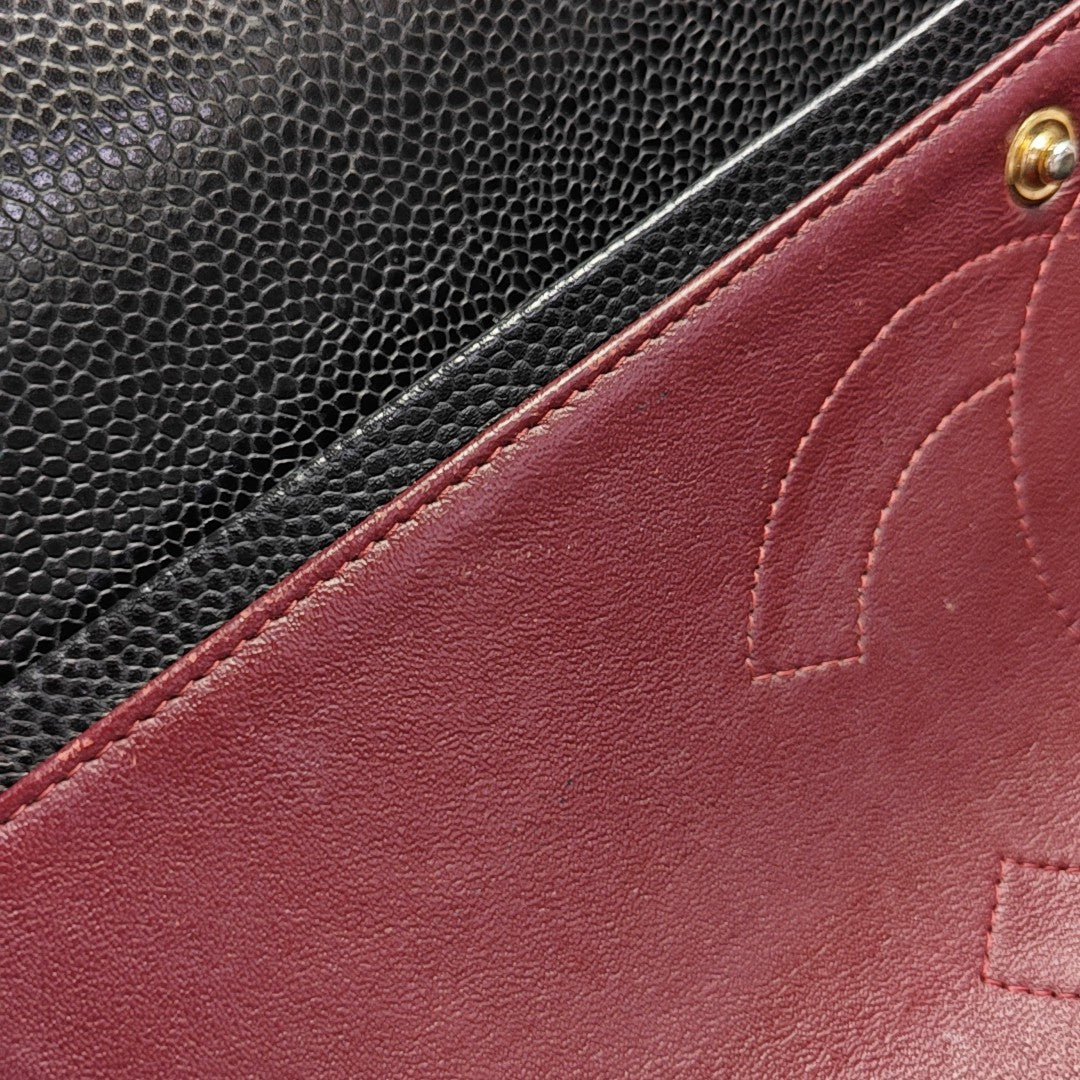 CLASSIC FLAP Jumbo Quilted Grained Calfskin Black
