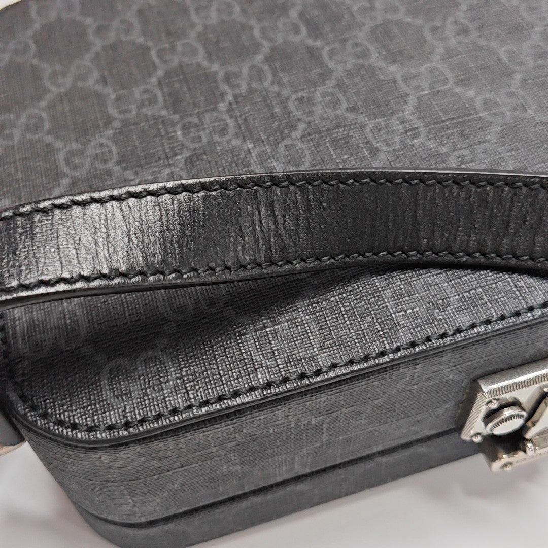 Monogram Coated Canvas Shoulder Bag Black