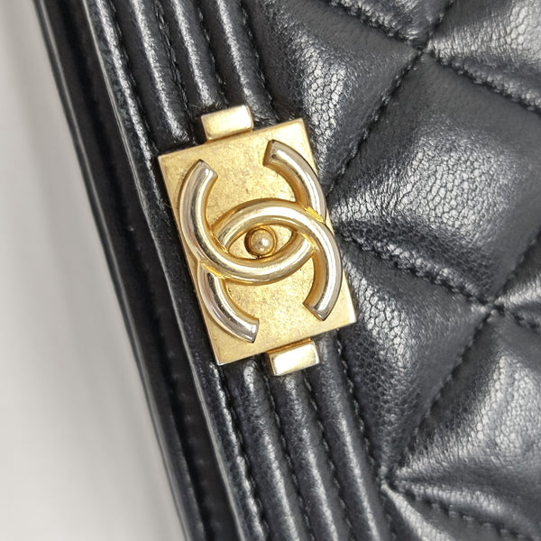 BOY CHANEL Mini Quilted Calfskin Black