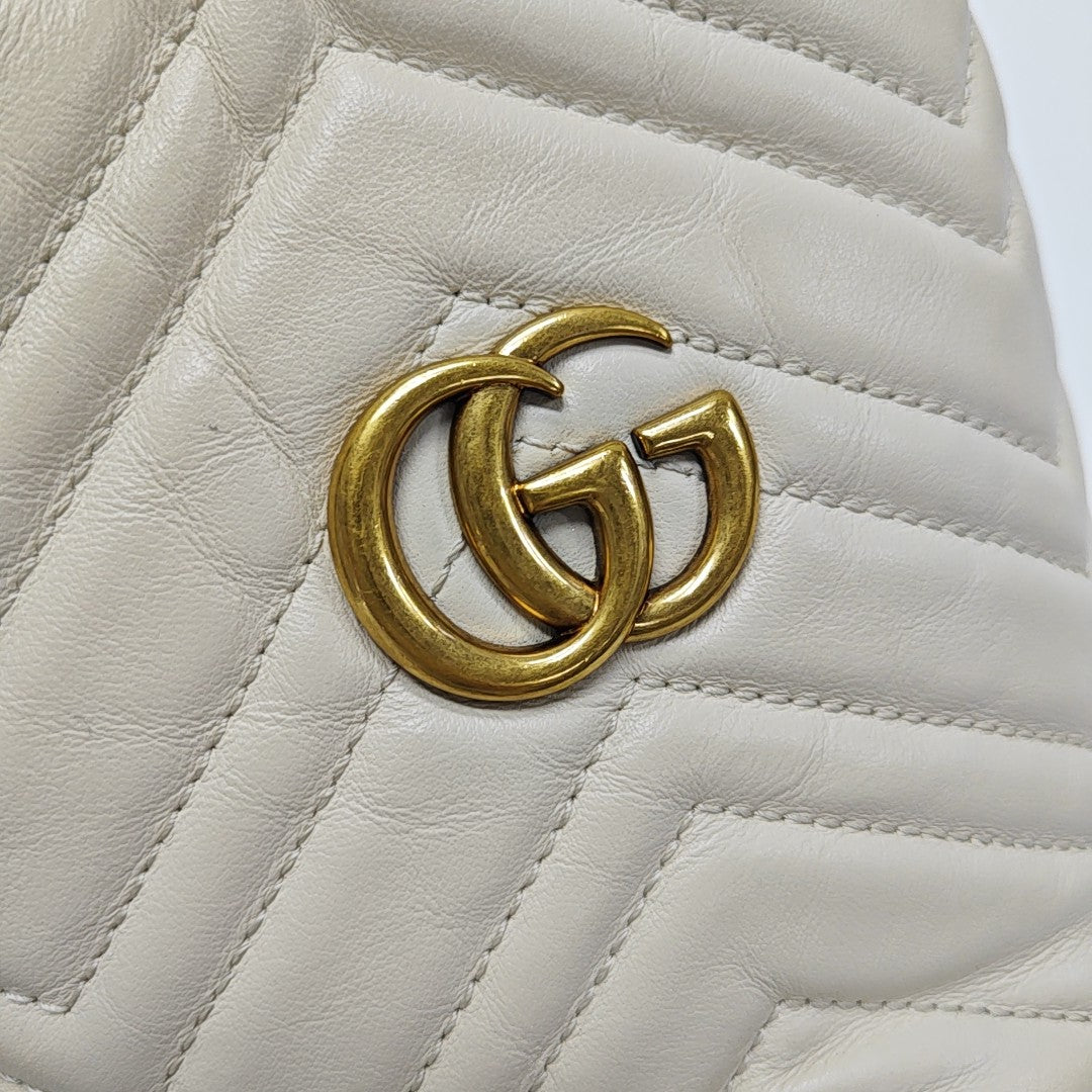 GG Marmont Mini Quilted Calfskin White