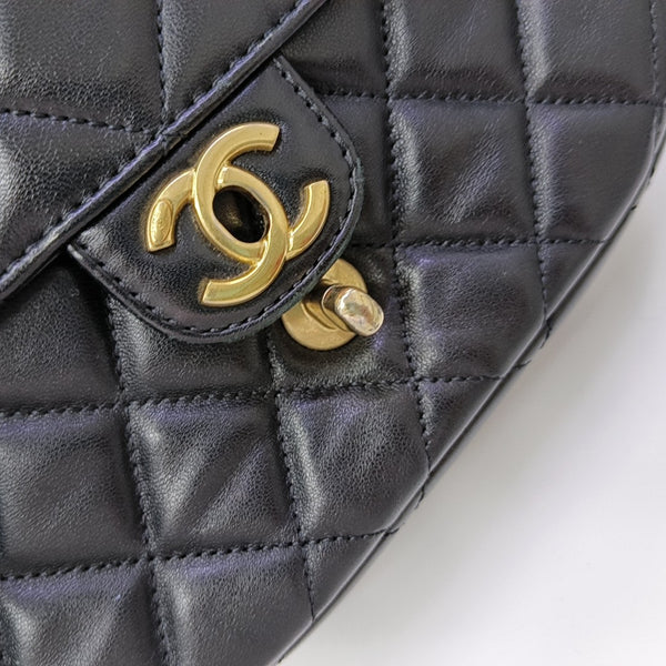 Quilted Lambskin Shoulder Bag Medium Black