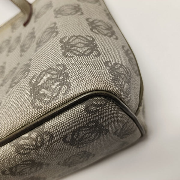 Coated Canvas Top Handle Bag Gray