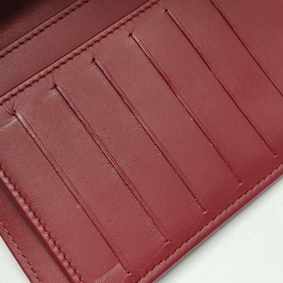 CLASSIC FLAP Mini Quilted Grained Calfskin Red Wallet