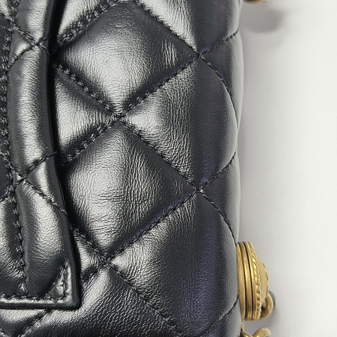 Quilted Lambskin Shoulder Bag Black