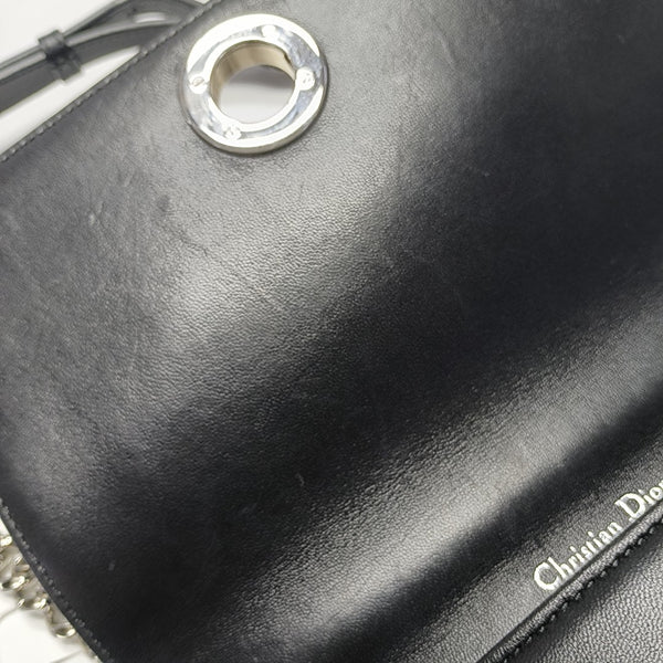 Cannage Calfskin Shoulder Bag Black