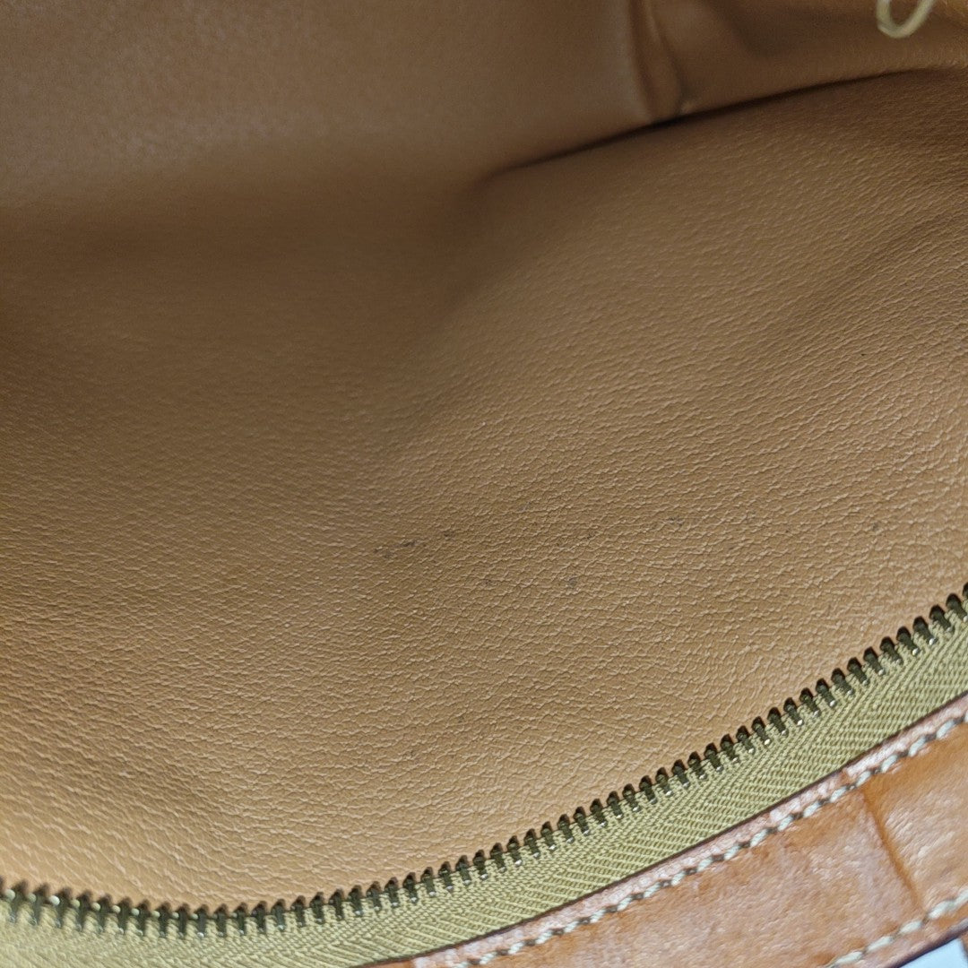 Coated Canvas Top Handle Bag Brown