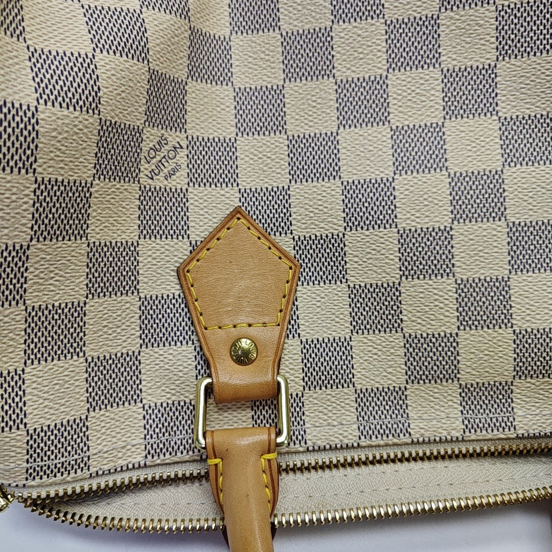 SPEEDY 30 Damier Azur Coated Canvas White