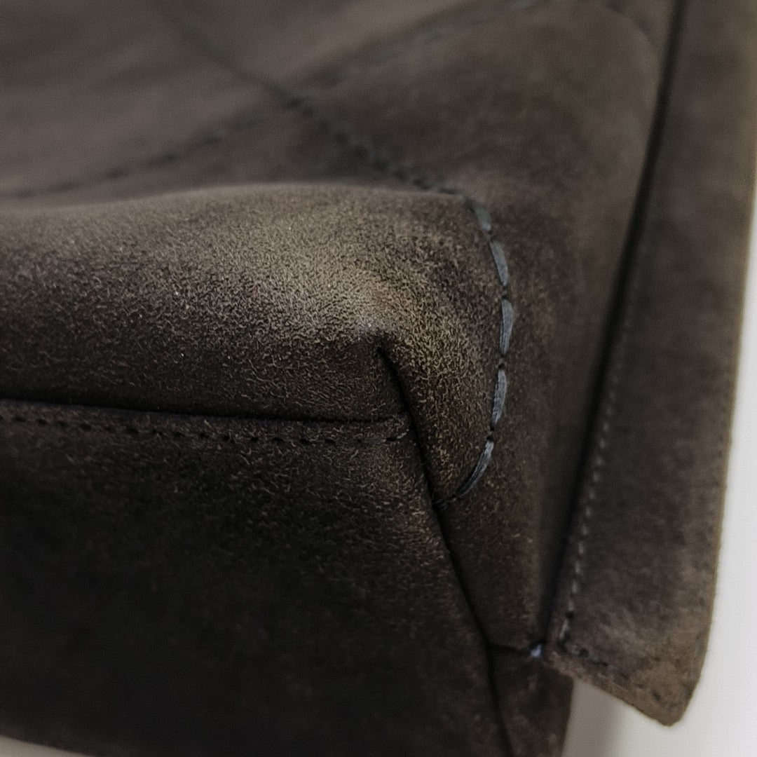 Suede Top Handle Bag Brown