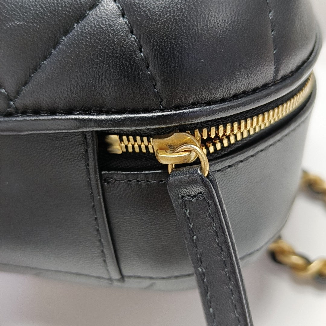 Quilted Lambskin Shoulder Bag Black