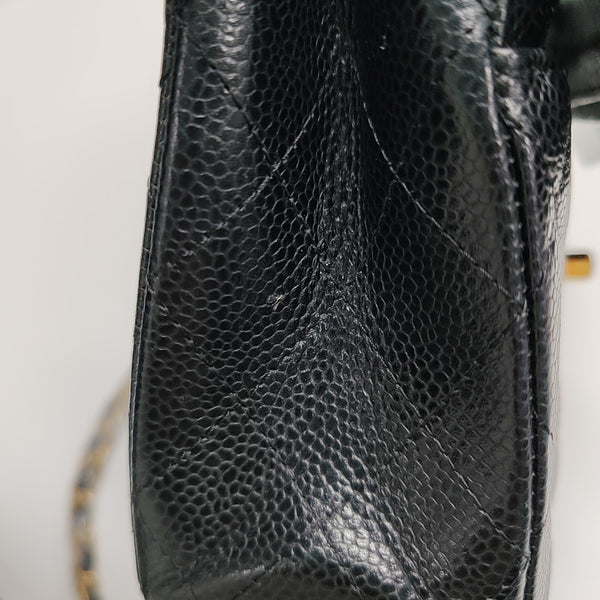 CLASSIC FLAP Small Quilted Grained Calfskin Black