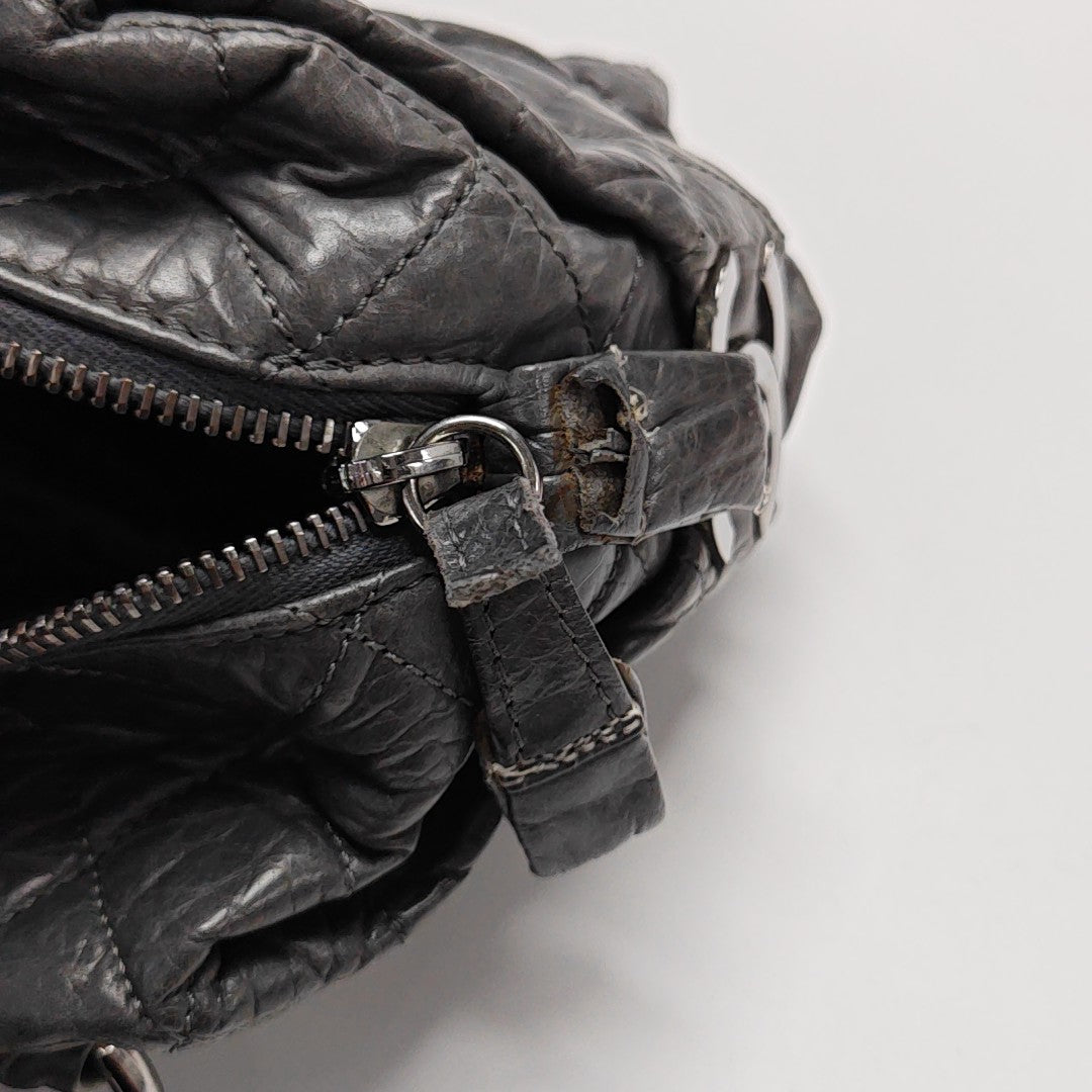 Quilted Calfskin Top Handle Bag Gray