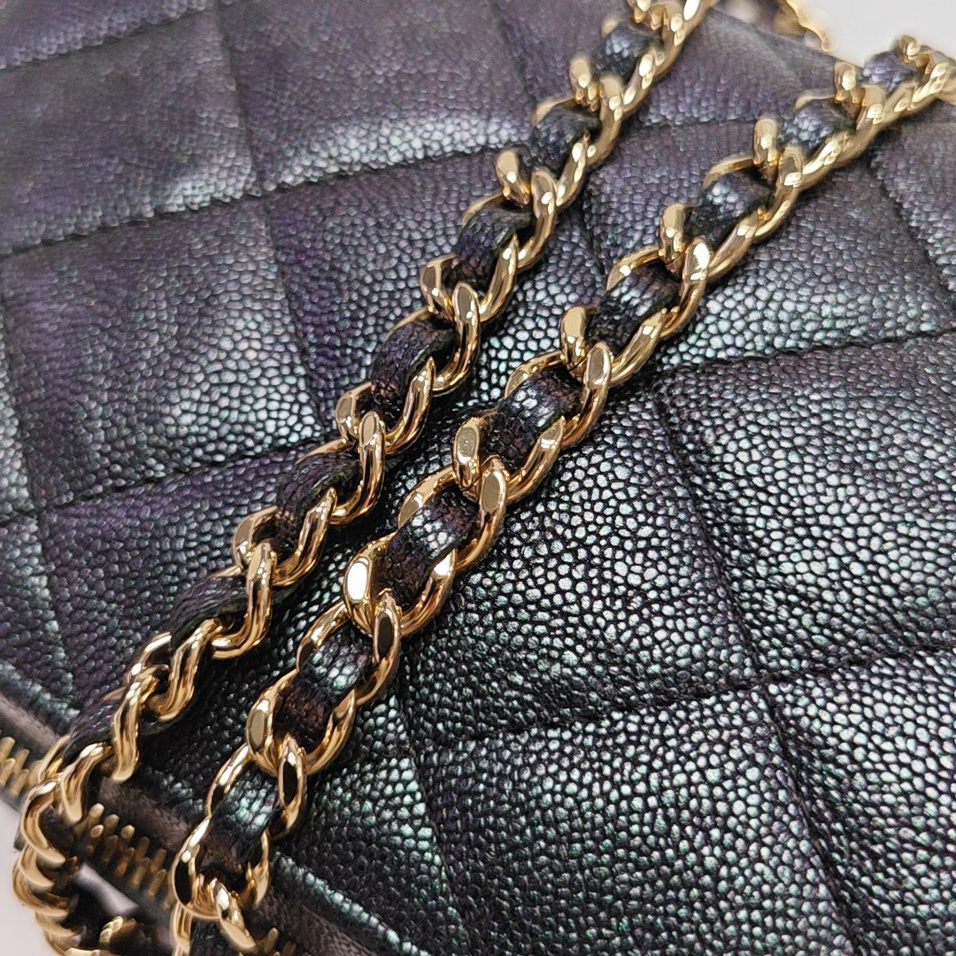 Quilted Grained Calfskin Metallic