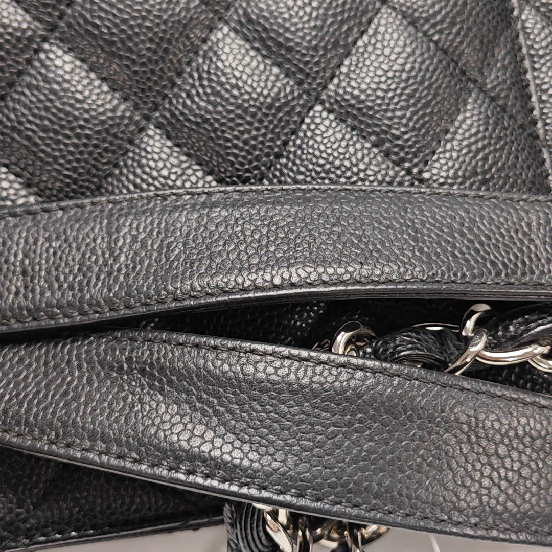 CHANEL GST Large Quilted Grained Calfskin Black