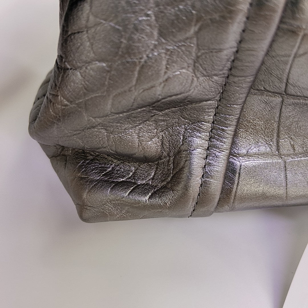 Calfskin Clutch Extra Small Silver