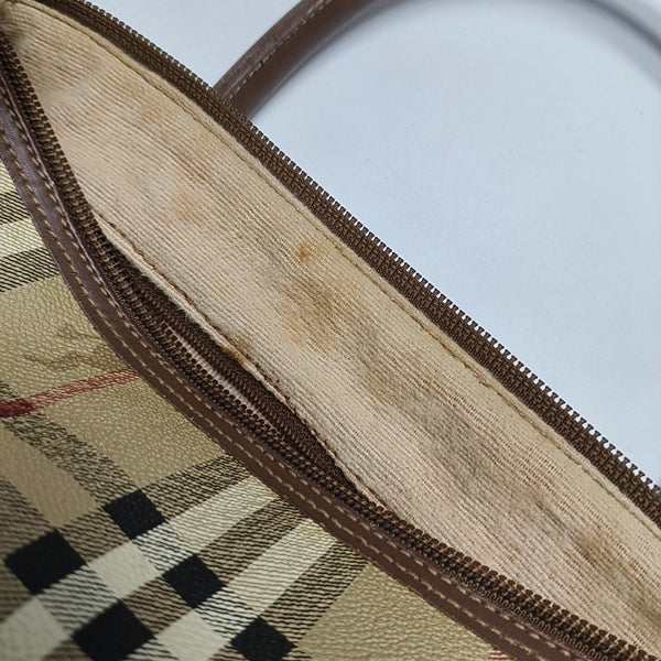 Coated Canvas Top Handle Bag Beige