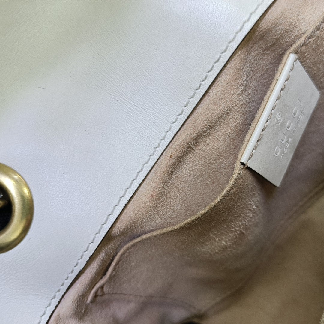 GG Marmont Small Quilted Calfskin White