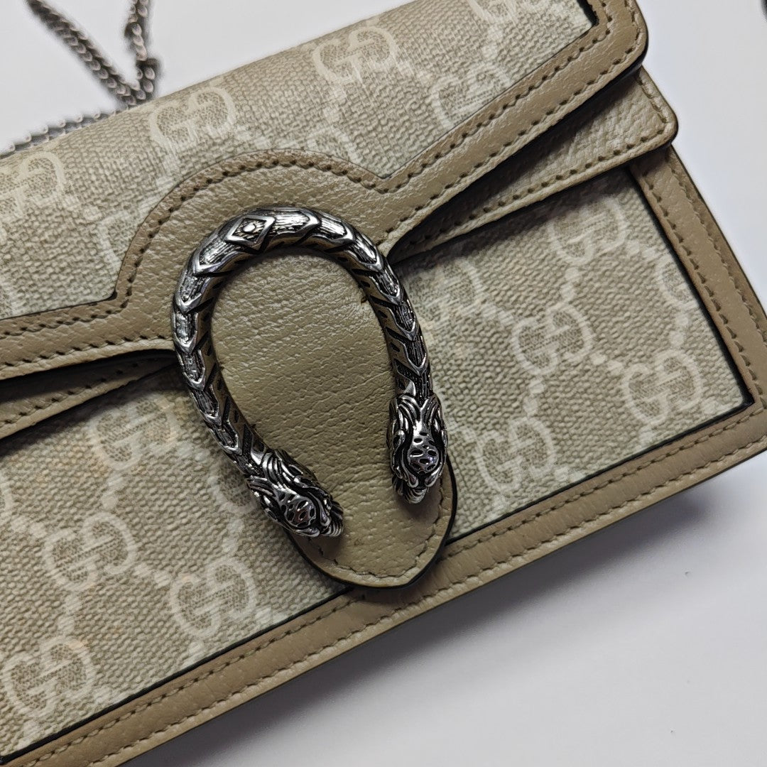 Dionysus Super Mini Monogram Coated Canvas Beige