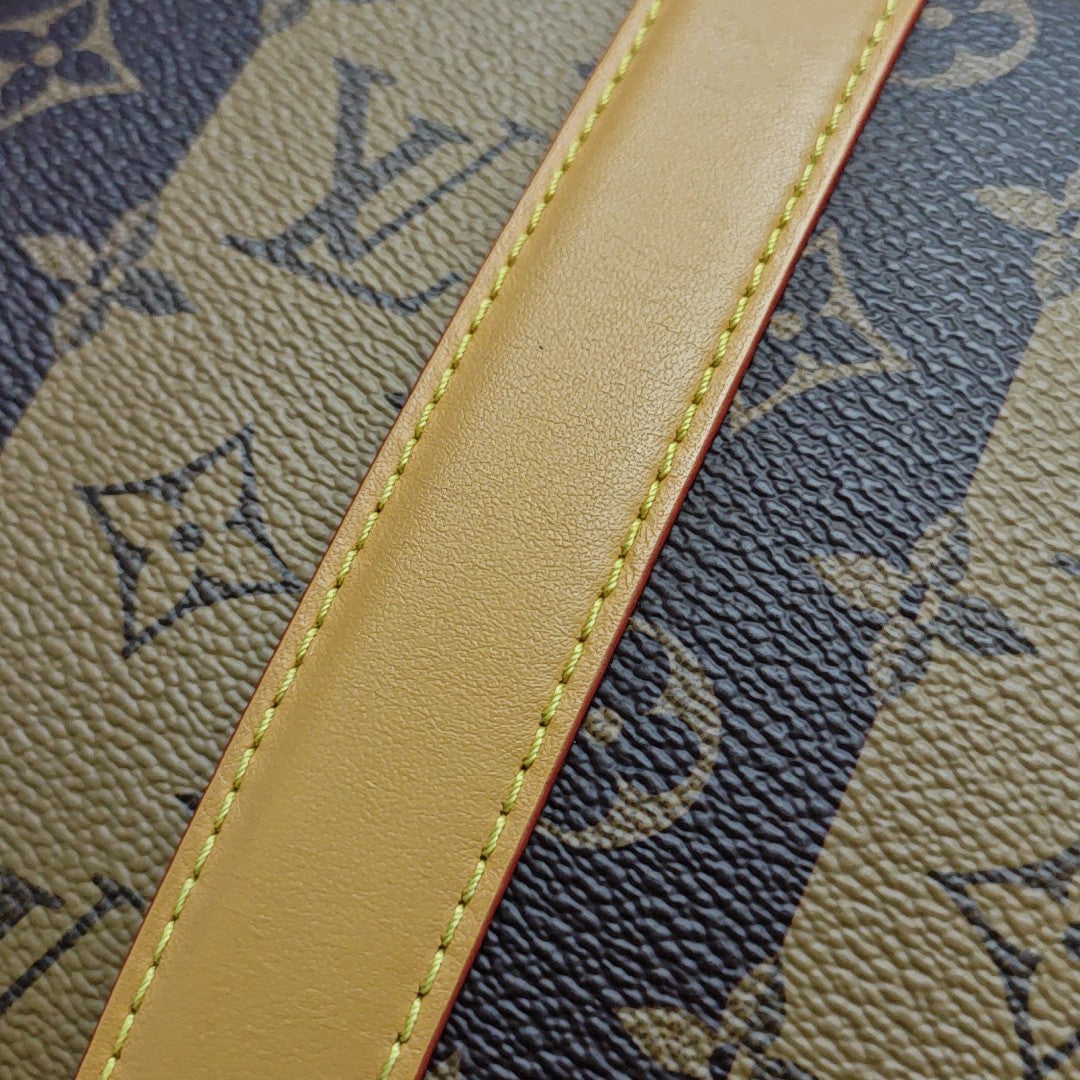 KEEPALL Monogram Coated Canvas Brown