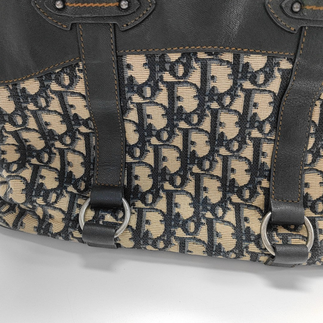 Oblique Canvas Top Handle Bag Beige