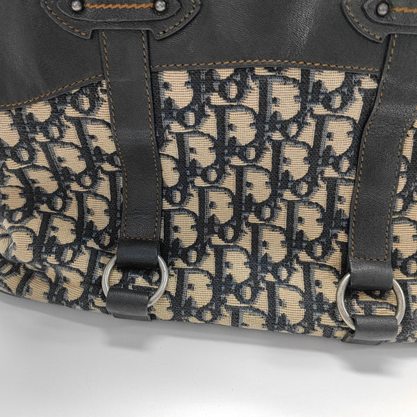 Oblique Canvas Top Handle Bag Beige
