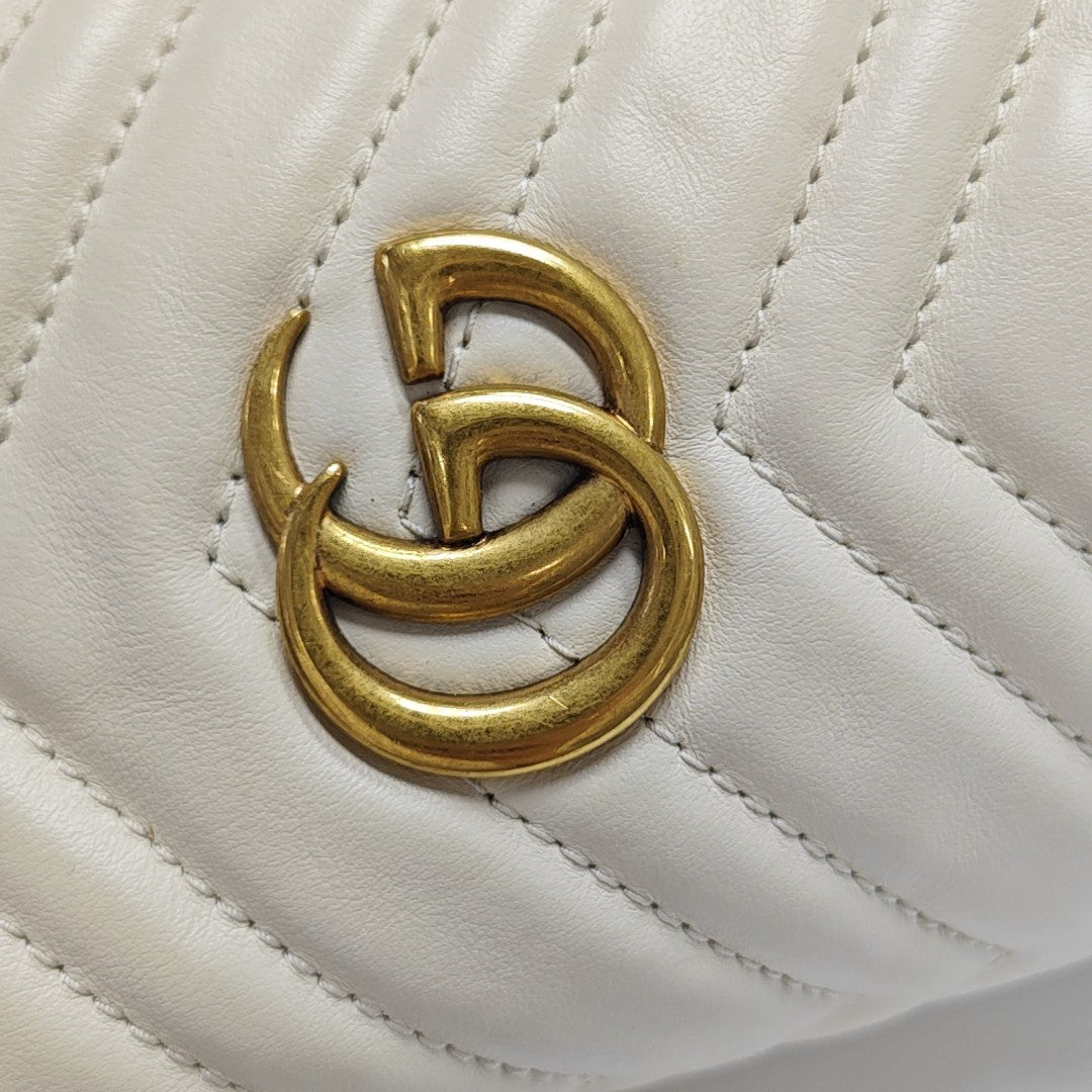 GG Marmont Mini Quilted Calfskin White