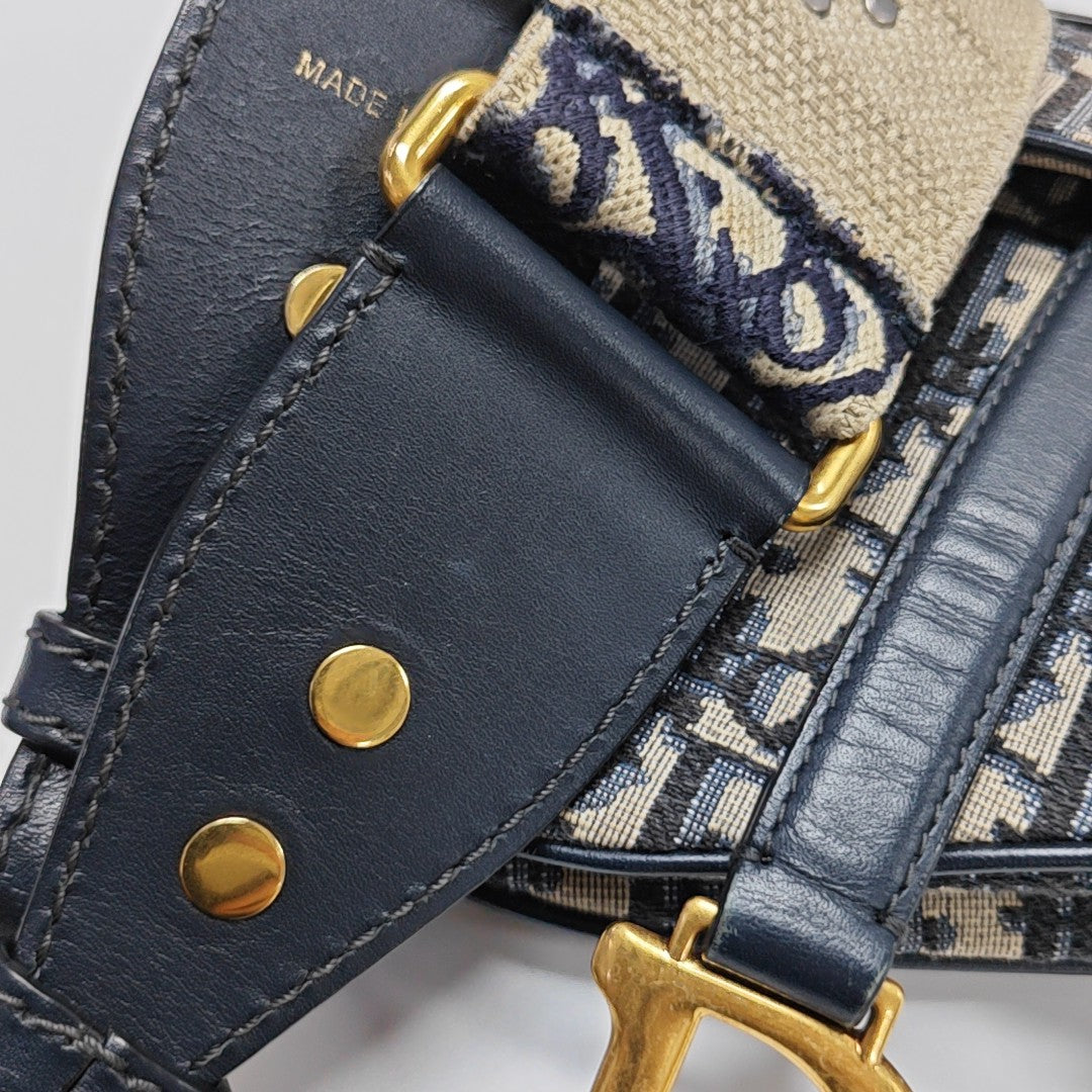 Saddle Mini Oblique Canvas Blue