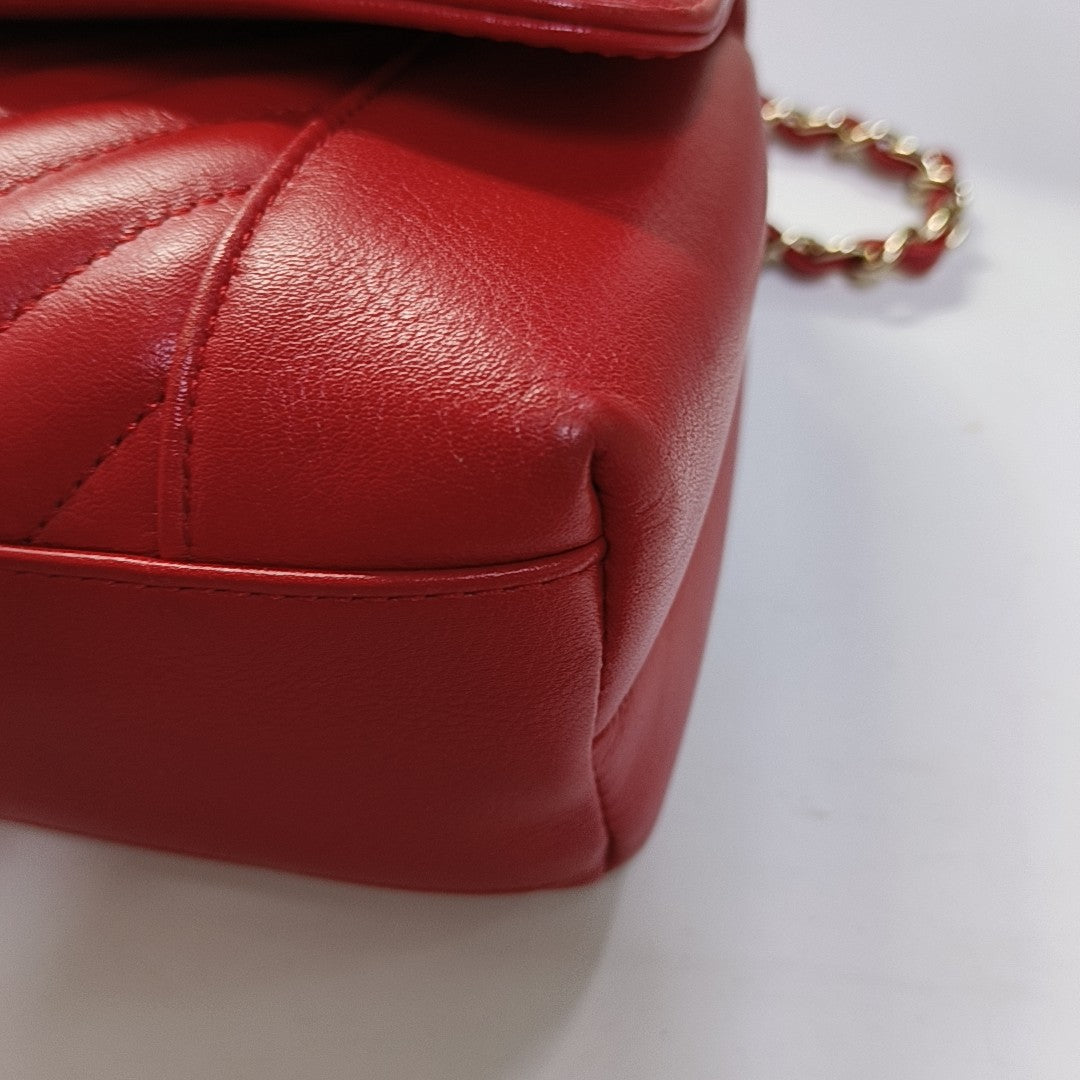 Chevron, Quilted Calfskin Red